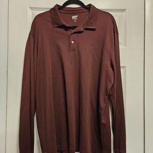 Lands' End Men's Maroon Long Sleeve Polo Shirt